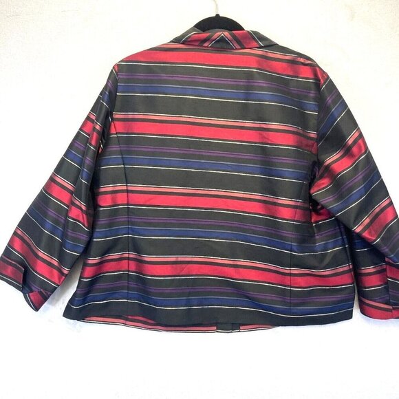 TALBOTS Silk Holiday Blouse Size 16WP 16P Petite Striped Sparkly Button Up Top - Picture 2 of 14